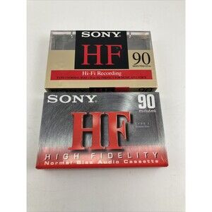 Lot of 2 Sony HF 90 Blank Audio Cassette Tapes High Fidelity Normal Bias SEALED